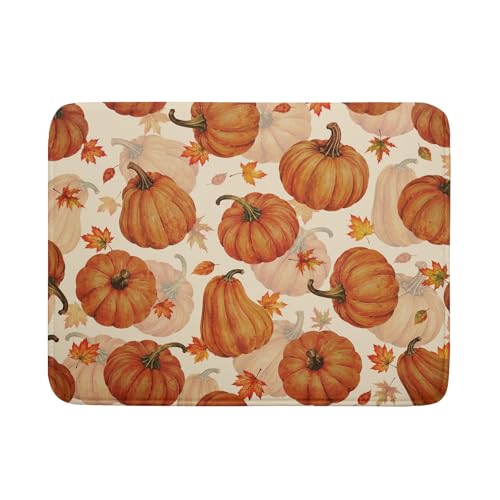 Fall Dish Drying Mat for Kitchen Counter Watercolor Pumpkin Autumn Festival Super Absorbent Reversible Microfiber Kitchen Countertop Protector Dishes Pad Large 18x24 inch