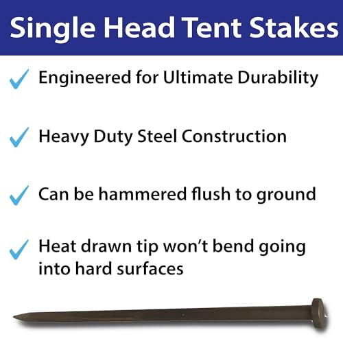 Heavy Duty Single Head Tent Stakes (10 Count)