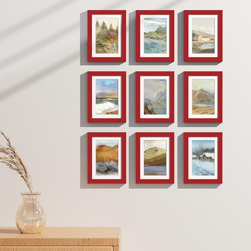 5x7 Picture Frames Set of 9 for Wall or Tabletop Display (9 Count)