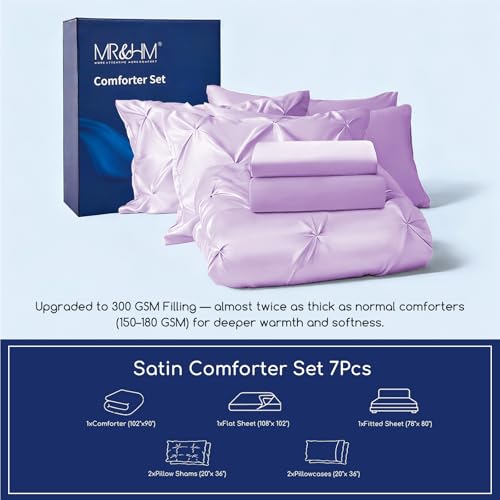 Satin King Size Comforter Set Lilac