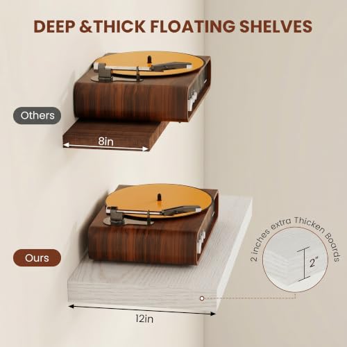 Deep Floating Shelves 72x12” Set of 1
