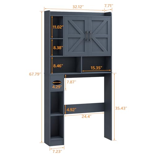 Over The Toilet Storage Cabinet with 2 Barn Doors
