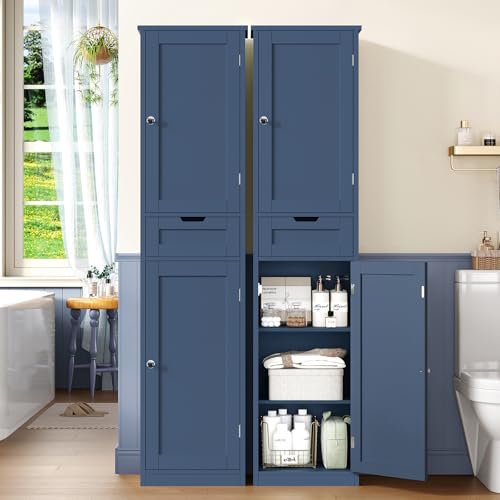 66.9" Tall Bathroom Storage Cabinet with 2 Doors & 1 Drawer