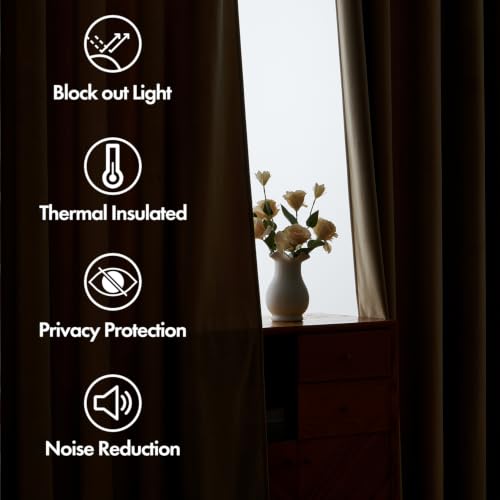 Beige Velvet Pinch Pleat Blackout Curtains W52 X L84 Inches