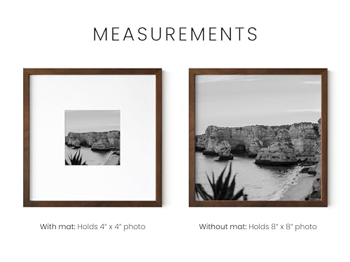 Walnut Square Frames 8" x 8" Matted to 4" x 4" (3 Count)
