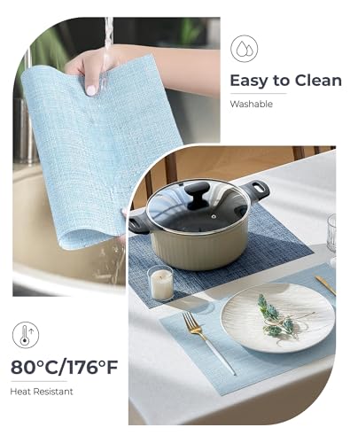 Soft Sky Blue Woven Placemats Set of 12 (2.7 Count)