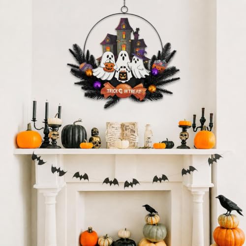 Pre Lit Halloween Wreath for Front Door