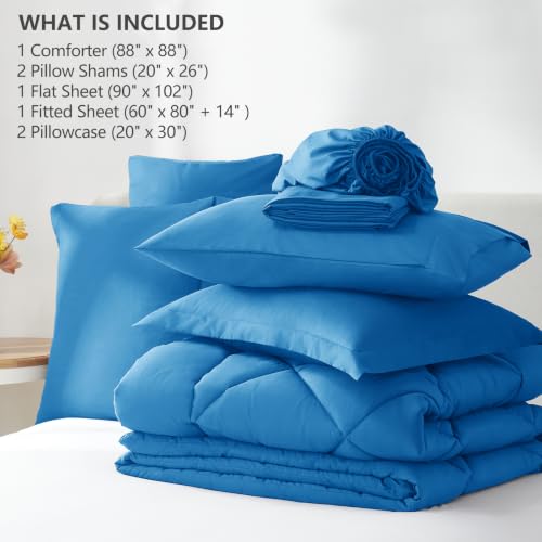 Queen Comforter Set with Sheets Royal Blue