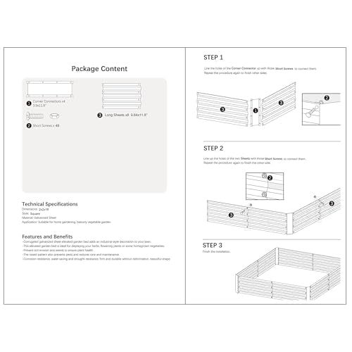 2x2x1FT Green Metal Raised Garden Bed Kit
