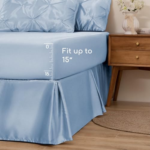 Satin King Size Comforter Set Blue Haze