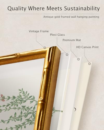 Gold Bamboo Framed Wall Art Village Path