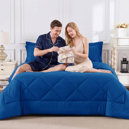 Oversized Queen Comforter Set Classic Blue