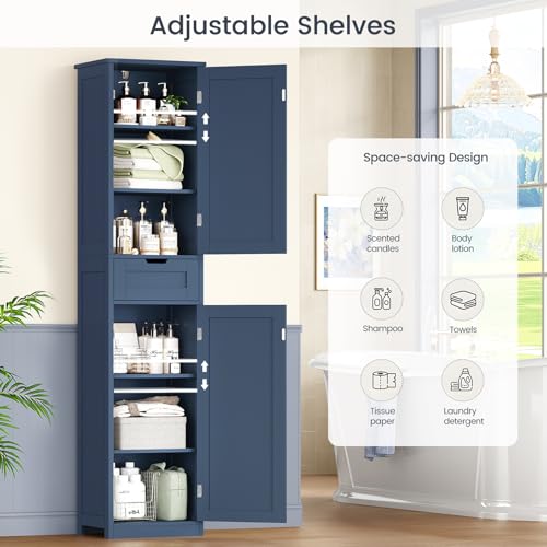 66.9" Tall Bathroom Storage Cabinet with 2 Doors & 1 Drawer