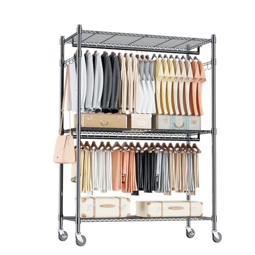 3 Tier Heavy Duty Garment Rack with Wheels