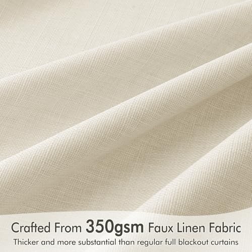 100% Blackout Back Tab Pleat Linen Curtains 50" Wx96 L (2 Count)
