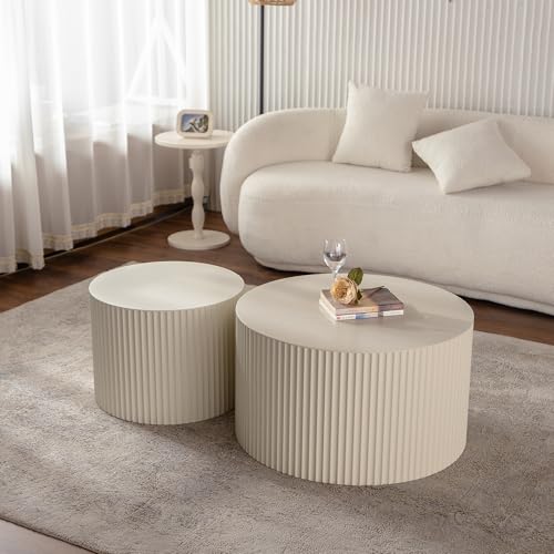 27.56" Nesting Round Coffee Table Set of 2 (2 Count)