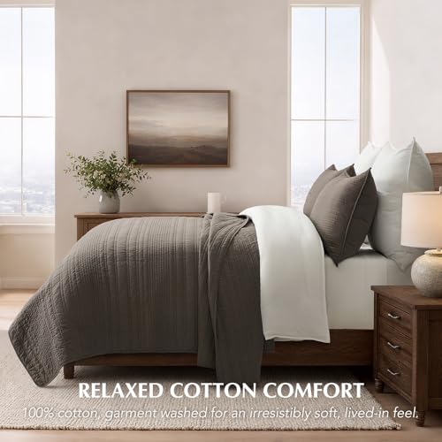 HOME 100% Cotton Modern Lines Quilt Set King Size