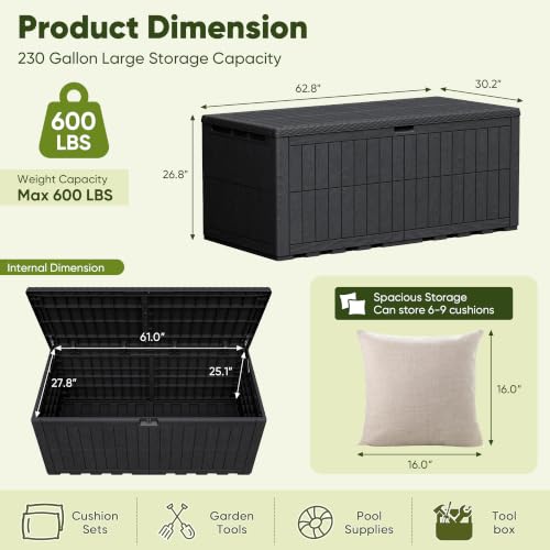 230 Gallon Deck Box Resin Outdoor Storage Box Waterproof