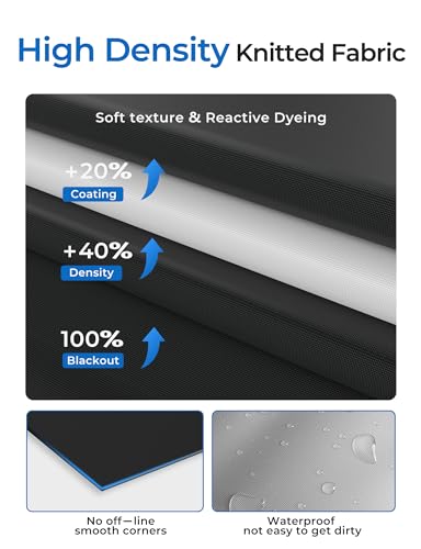 Blackout Curtains for Bedroom 71"x100" Portable No Drill Black Out Window Cover with Upgraded Hook&Loop Tapes