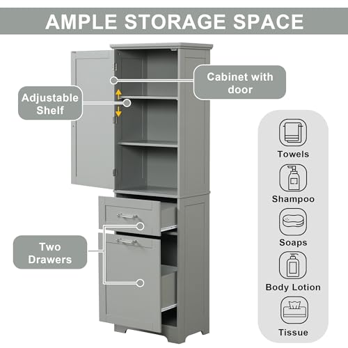 Bathroom Cabinet with Drawers and Doors