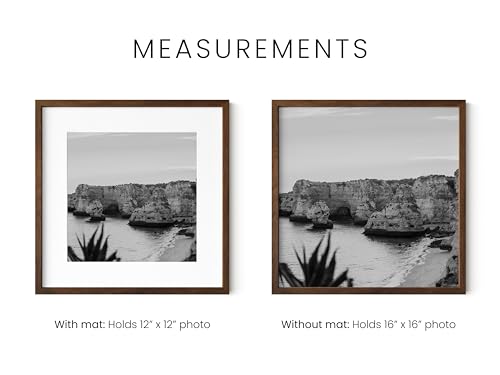 Walnut Oak Wood 16x16 Picture Frame Matted to 12x12 (3 Count)