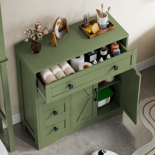 Farmhouse Storage Cabinet with 2 Doors and 4 Drawers
