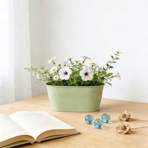 4 Pack 10" Balcony Hanging Metal Fence Planters Flower Pots (4 Count)