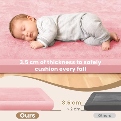 Baby Play Mat for Floor 1.3" Thick Memory Foam Play Mat 79"×157" Tummy Time Crawling with Non