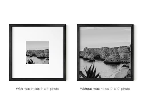 10x10 Black Metal Picture Frames Matted to 5x5 (4 Count)