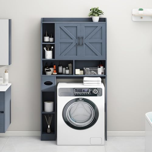 Over The Toilet Storage Cabinet with 2 Barn Doors