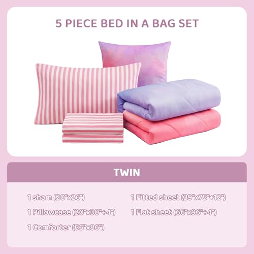 Twin Comforter Set with Sheets for Girls