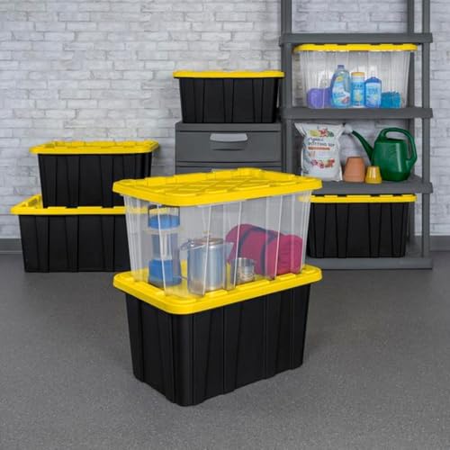Industrial Storage Tote with Lids for Garage (8 Count)