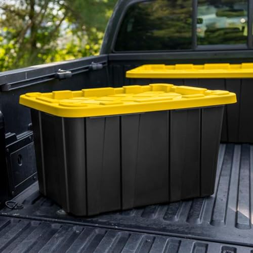 Industrial Storage Tote with Lids for Garage (4 Count)
