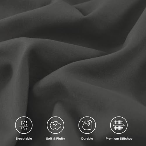 Dark Grey Ruffle Super King Comforter Set
