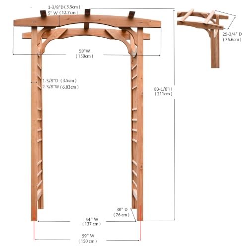 Solid Fir Wood Garden Arch Trellis for Climbing Plants Outdoor