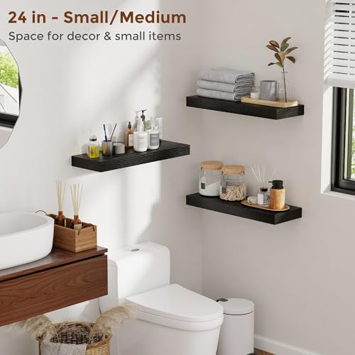 12 Inch Floating Shelves for Wall Black Shelves Set of 2