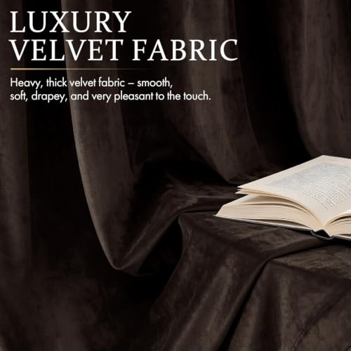 Brown Blackout Velvet Curtains Drapes 96 Inch Long 52"x96" Bedroom (2 Count)