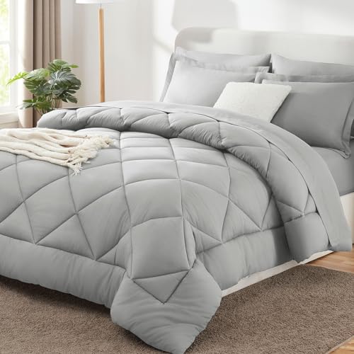 California King Comforter Set Light Grey