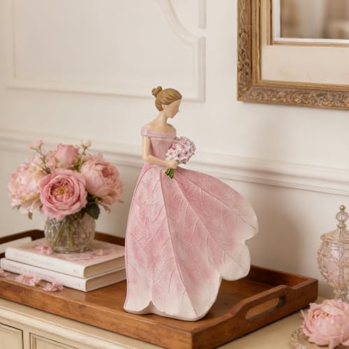 Pink Leaf Angel Girls Fairy Statue Collection Home Decoration
