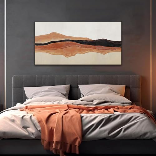 Abstract Canvas Art Wall Decor Red Brown White Wall Art 20" × 40"