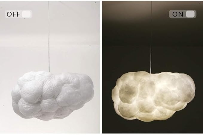 Cloud Chandelier, Modern White Cloud Pendant Light Fixture with 3 LED Bulbs for Bedroom, Nursery, Kids Room, Playroom, Living Room, Dining Room, Farmhouse, Contemporary Style(23.62")