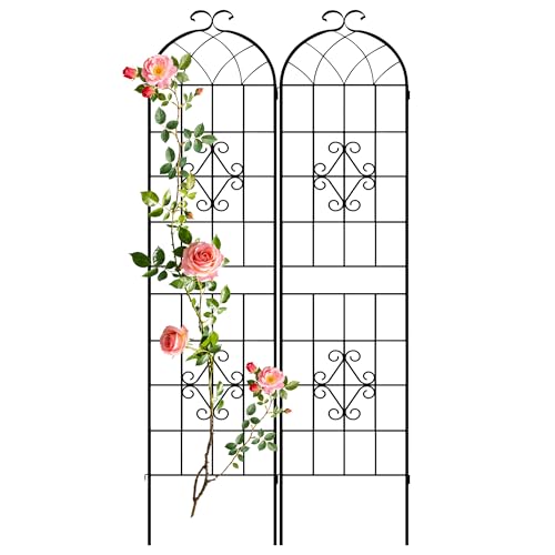 78.4 x 40in Rustic Iron Arch Decoration Garden Trellis with Black Metal Coating (2 Count)