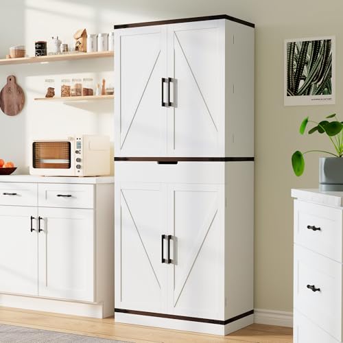 72" Kitchen Pantry Storage Cabinet with Doors and Shelves