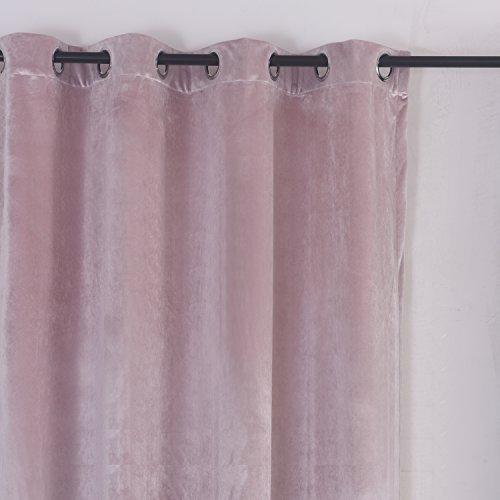 Super Soft Luxury Velvet Curtains Set of 2 Pink Flannel Blackout Drapes Grommet Draperies Eyelet 52Wx108L inch