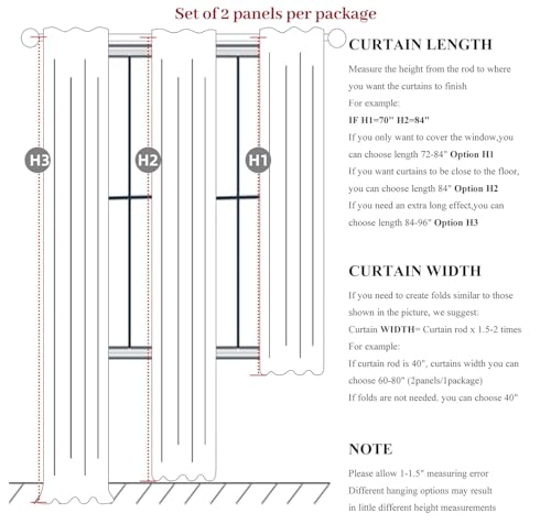 Grey Green Blackout Linen Curtains 96 Inches Long for Living Room Bedroom (2 Count)