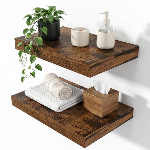 Floating Shelves 15.7" W x 10.3" D Rustic Brown Set of 2 (2 Count)