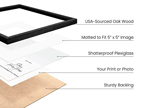 Solid Oak Wood 10”x10”Picture Frames Matted to 5”x5” Set of 4 (4 Count)
