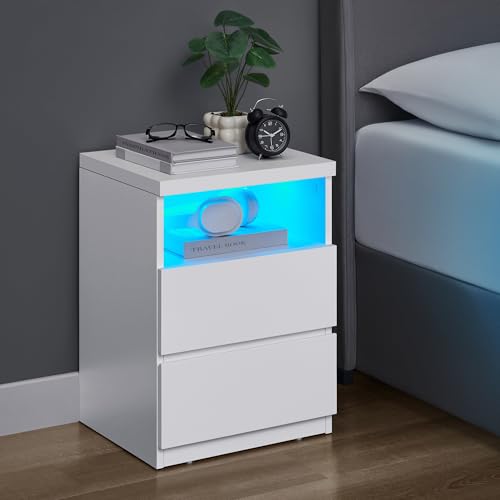 Set of 2 Nightstands with Adjustable LED Lights (2 Count)