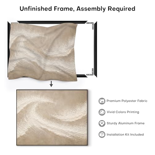 60"x72" Extra Large Framed Wall Art Soft Sand Wave Abstract Neutral Illustration for Home Living Room Bedroom Decor