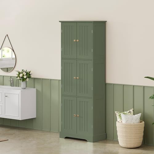 63.2" Tall Bathroom Storage Cabinet with 6 Doors